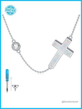 925 Sterling Silver Opal Cross Urn Necklace for Ashes Memorial Cremation Jewelry